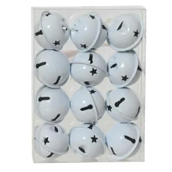 Décoration De Sapin|KAEMINGK Lot de 12 suspensions de Noël en métal (D3 cm) Clochettes d'hiver Blanc