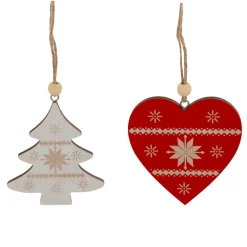 Décoration De Sapin|JJA Lot de 2 suspensions en bois (H8 cm) Duo Savoyard Blanc et Rouge
