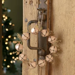 Décoration De Sapin|KAEMINGK Lot de 2 suspensions en métal (D19 cm) Couronne de clochettes et or Rose