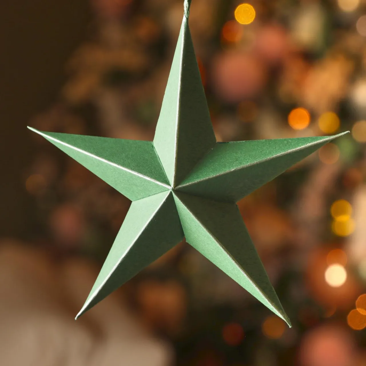 Déco Et Objet De Noël|Décoration De Sapin|KAEMINGK Lot de 4 suspensions en papier (D15 cm) Astre de Papier Vert romarin