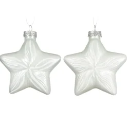 Décoration De Sapin|KAEMINGK Lot de 2 suspensions en verre (H10 cm) Étoiles Céleste Blanc
