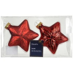 Décoration De Sapin|KAEMINGK Lot de 2 suspensions en verre (H10 cm) Étoiles Céleste Rouge
