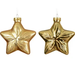 Décoration De Sapin|KAEMINGK Lot de 2 suspensions en verre (H10 cm) Étoiles Céleste Or