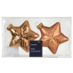 Décoration De Sapin|KAEMINGK Lot de 2 suspensions en verre (H10 cm) Étoiles Céleste Cognac