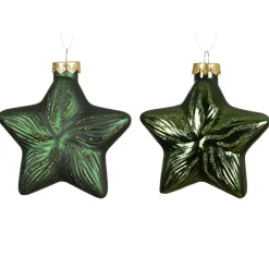Décoration De Sapin|KAEMINGK Lot de 2 suspensions en verre (H10 cm) Étoiles Céleste Vert Pin Vert sapin
