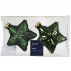 Décoration De Sapin|KAEMINGK Lot de 2 suspensions en verre (H10 cm) Étoiles Céleste Vert Pin Vert sapin