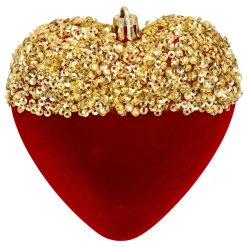 Décoration De Sapin|JJA Lot de 6 suspensions (H15 cm) Cœurs et étoiles paillettes Rouge et Or