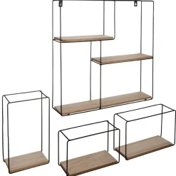 Etagère, Meuble Modulable|Étagère Murale|ATMOSPHERA Lot de 4 étagères murales Angela Noir