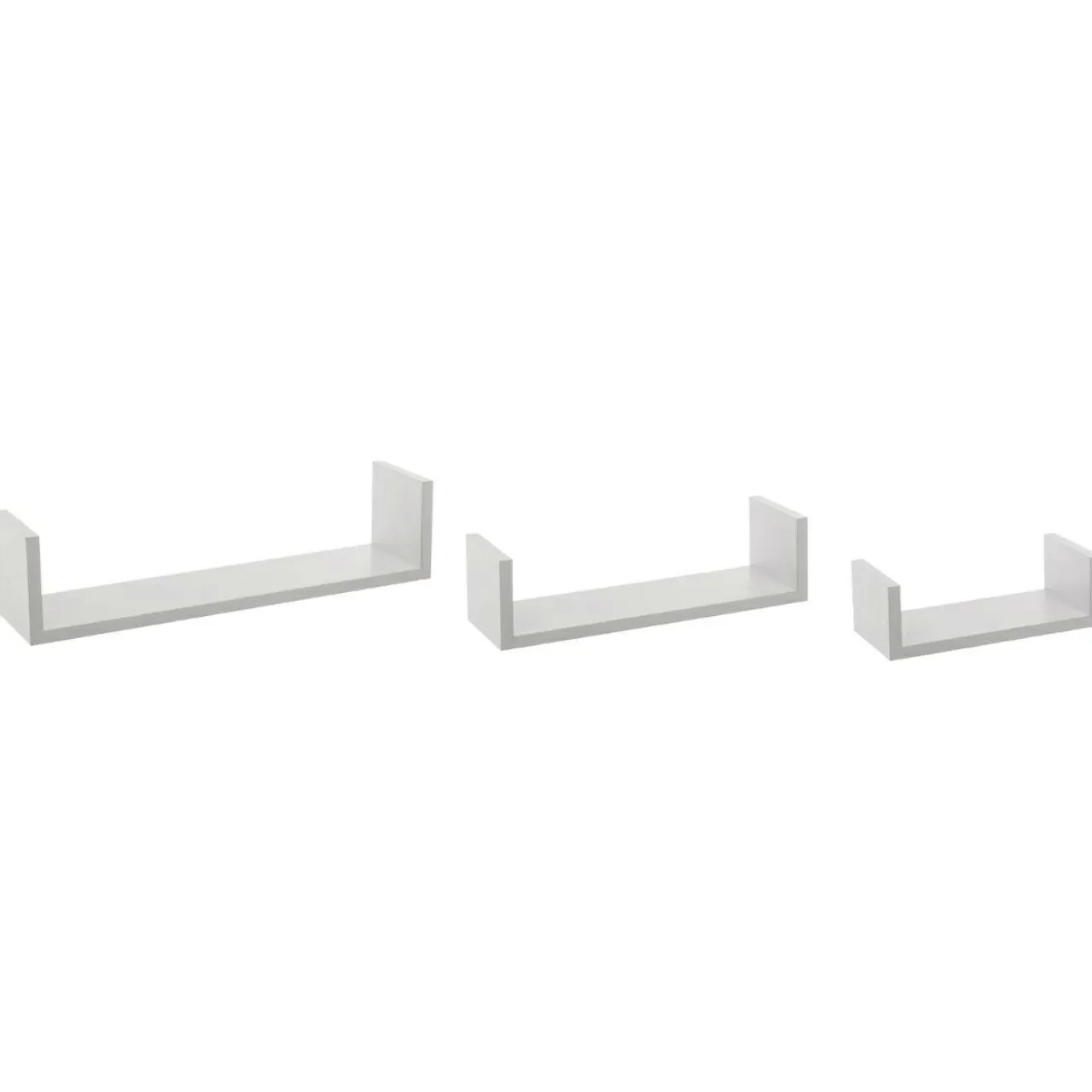 Étagère Murale|ATMOSPHERA Lot de 3 étagères murales en bois (L22-32-42 cm) Bord Blanc