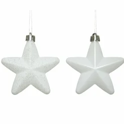 Décoration De Sapin|KAEMINGK Lot de 6 étoiles de Noël à  suspendre (H7 cm) Alpine Blanc