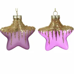 Décoration De Sapin|KAEMINGK Lot de 2 étoiles de Noël à suspendre en verre (H10 cm) Arctique Violet