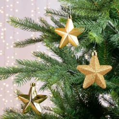 Décoration De Sapin|KAEMINGK Lot de 6 étoiles de Noël à  suspendre (H7 cm) Alpine Or