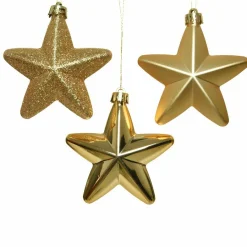 Décoration De Sapin|KAEMINGK Lot de 6 étoiles de Noël à  suspendre (H7 cm) Alpine Or