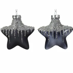 Décoration De Sapin|KAEMINGK Lot de 2 étoiles de Noël à suspendre en verre (H10 cm) Arctique Noir