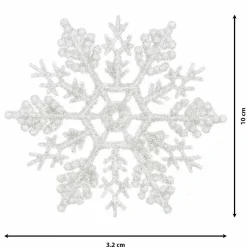 Décoration De Sapin|KAEMINGK Lot de 12 étoiles de Noël à suspendre (H10 cm) Morzine Blanc