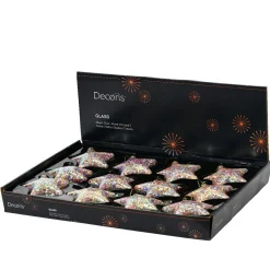 Décoration De Sapin|KAEMINGK Lot de 12 étoiles de Noël en verre (D90 mm) Paillettes festives s Multicolore