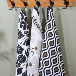 Accessoire Cuisine|Atmosphera, cru017dateur d'intu017drieur Lot de 3 torchons coton (45 x 70 cm) Twist Noir