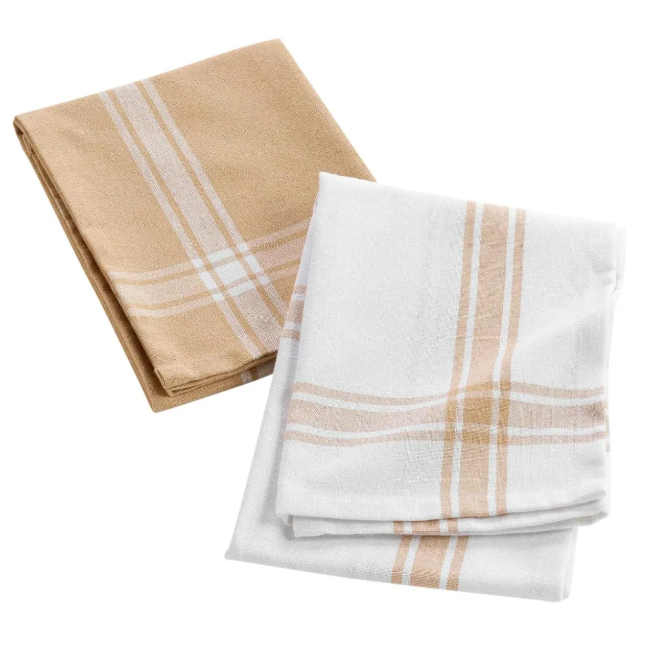 Accessoire Cuisine|DOUCEUR D'INTERIEUR Lot de 2 torchons coton recyclé Cuisiline Beige