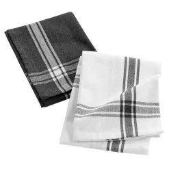 Accessoire Cuisine|DOUCEUR D'INTERIEUR Lot de 2 torchons coton recyclé Cuisiline Gris Anthracite