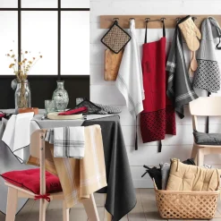 Accessoire Cuisine|DOUCEUR D'INTERIEUR Lot de 2 torchons coton recyclé Cuisiline Gris Anthracite