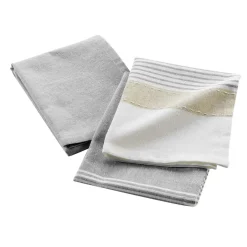 Accessoire Cuisine|douceur d'intu017drieur Lot de 2 torchons coton tissé (50 x 70 cm) Iliade Blanc Gris