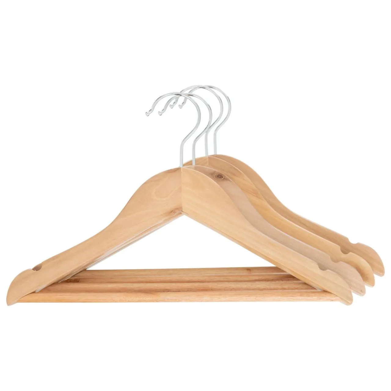 Rangement Enfant|Atmosphera cru017dateur d'intu017drieur for kids Lots de 4 cintres enfant bois (H19 cm) Natural Marron