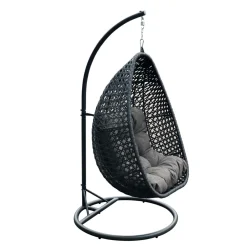 Balancelle|MOBELLIA Loveuse suspendue en résine tressée Coral Gris Anthracite