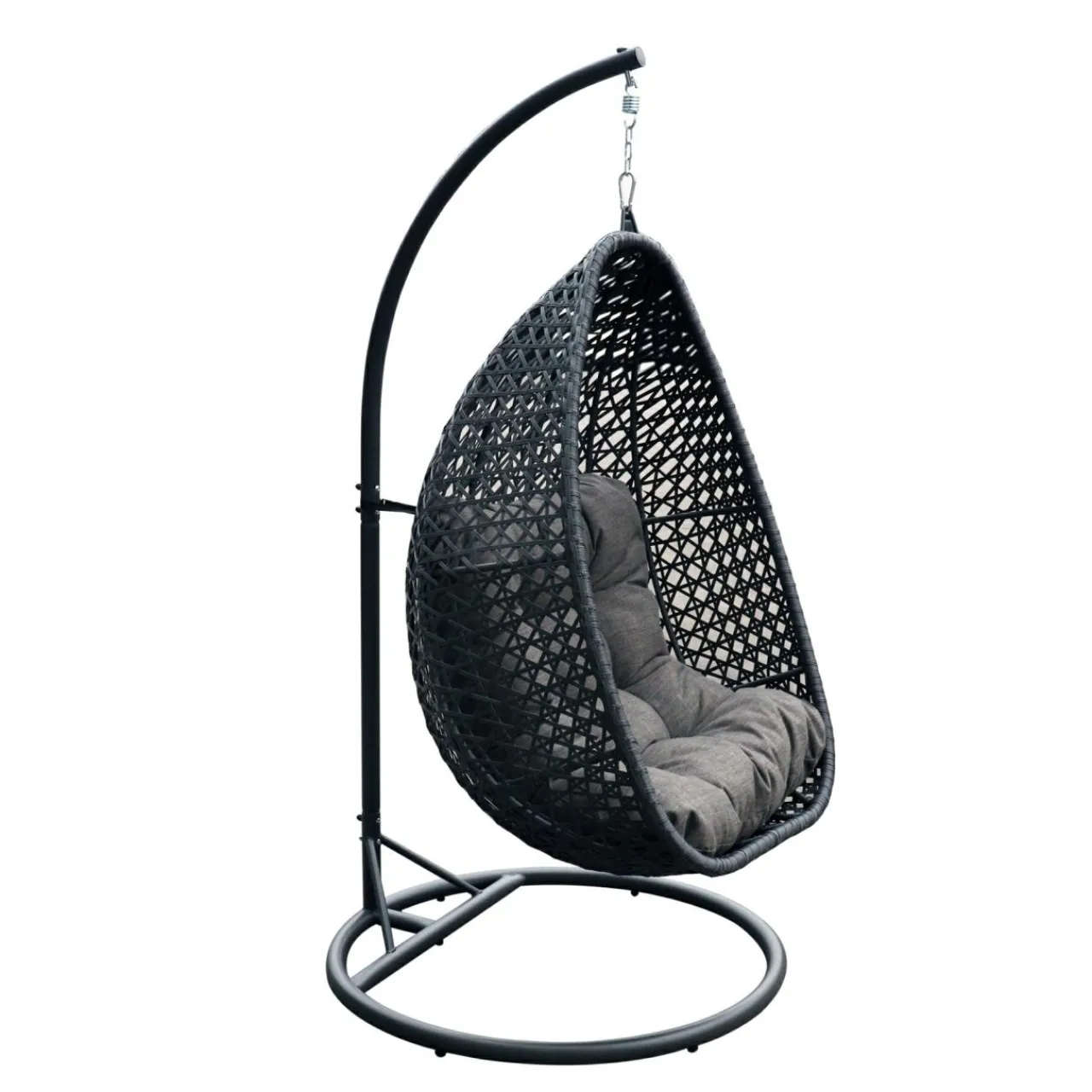 Balancelle|MOBELLIA Loveuse suspendue en résine tressée Coral Gris Anthracite