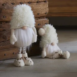 Père Noël, Animaux Et Personnage|KAEMINGK Lutin de Noël debout (H60 cm) Gaston mignon crème Blanc