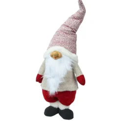Père Noël, Animaux Et Personnage|KAEMINGK Lutin de Noël fait main (H85 cm) Rieur et barbe blanche Rouge