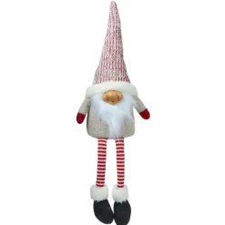 Père Noël, Animaux Et Personnage|KAEMINGK Lutin de Noël fait main (H60 cm) Rieur et barbe blanche Rouge
