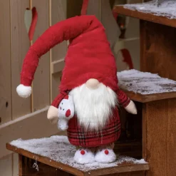 Père Noël, Animaux Et Personnage|KAEMINGK Lutin de Noël (H65 cm) Tilki Dormeur en pyjama bonnet Rouge