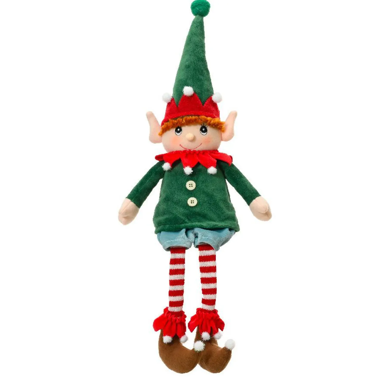 Père Noël, Animaux Et Personnage|KAEMINGK Lutin de Noël jambes souples (H60 cm) Elfe Élio Vert Multicolore