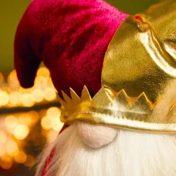 Père Noël, Animaux Et Personnage|KAEMINGK Lutin de Noël jambes souples (H39 cm) Arlequin et doré Bordeaux