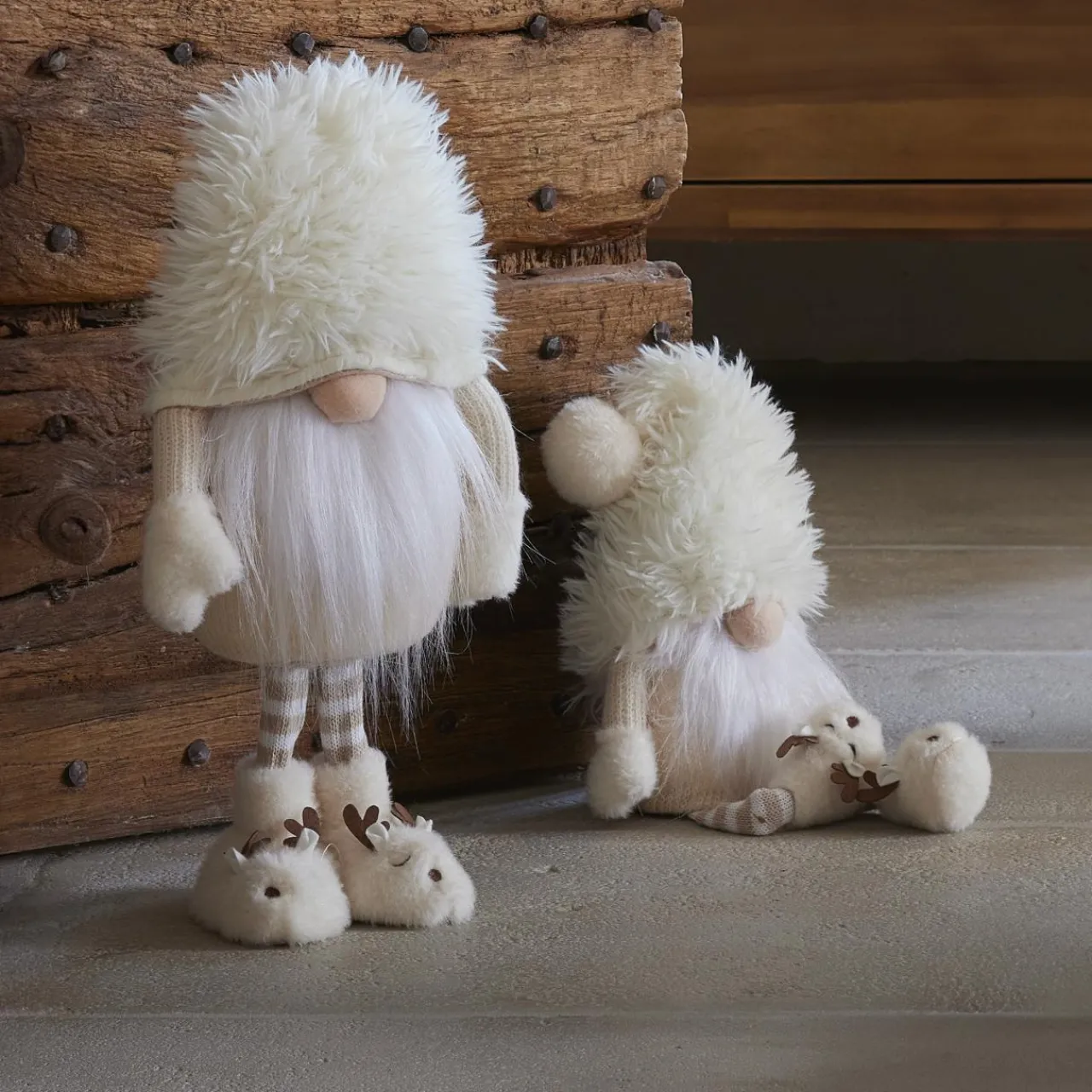 Père Noël, Animaux Et Personnage|KAEMINGK Lutin de Noël jambes souples (H48 cm) Gaston mignon crème Blanc