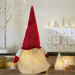 Père Noël, Animaux Et Personnage|Déco Et Objet Lumineux|JJA Lutin lumineux à piles (H40 cm) Rémi et bonnet Rouge