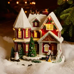 Village De Noël Lumineux|KAEMINGK Maison de village illuminée musicale et animée à piles (H23 cm) Camden Street Multicolore