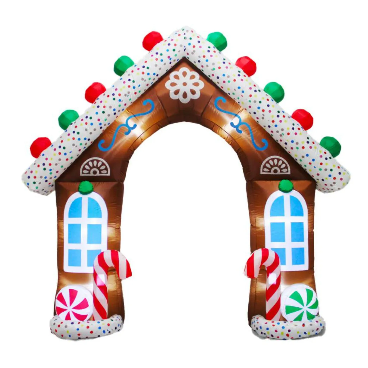 Personnage, Objet Grand Format|Déco Et Objet Lumineux|KOOPMAN Maison pain d'épice gonflable et lumineuse (H270 cm) Le Chalet des Douceurs Multicolore