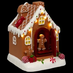 Village De Noël Lumineux|JJA Maisonnette lumineuse, musicale et animée à piles (H16 cm) Joyeux Pain d'épices Multicolore