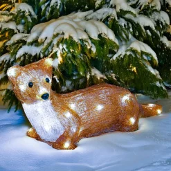 Déco Et Objet Lumineux|JJA Mangouste lumineuse 25 LED (H16 cm) Emmy Blanc froid Marron