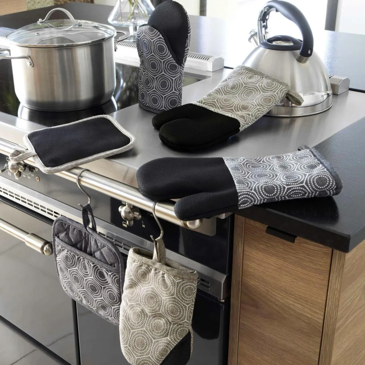 Accessoire Cuisine|douceur d'intu017drieur Manique avec poche coton (18,5 x 18,5 cm) Alveis Gris Anthracite