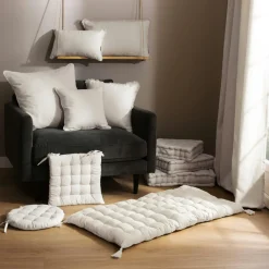 Coussin De Sol|EMINZA Matelas de sol coton (120 x 60 cm) Pixel Beige