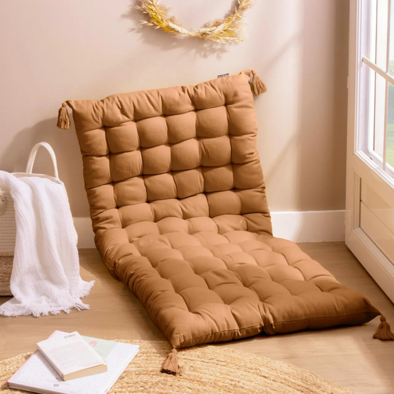 Coussin De Sol|EMINZA Matelas de sol coton (120 x 60 cm) Pixel Camel