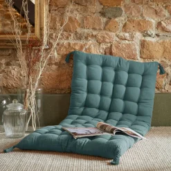 Coussin De Sol|EMINZA Matelas de sol gaze de coton (60 x 120 cm) Gaïa Bleu canard