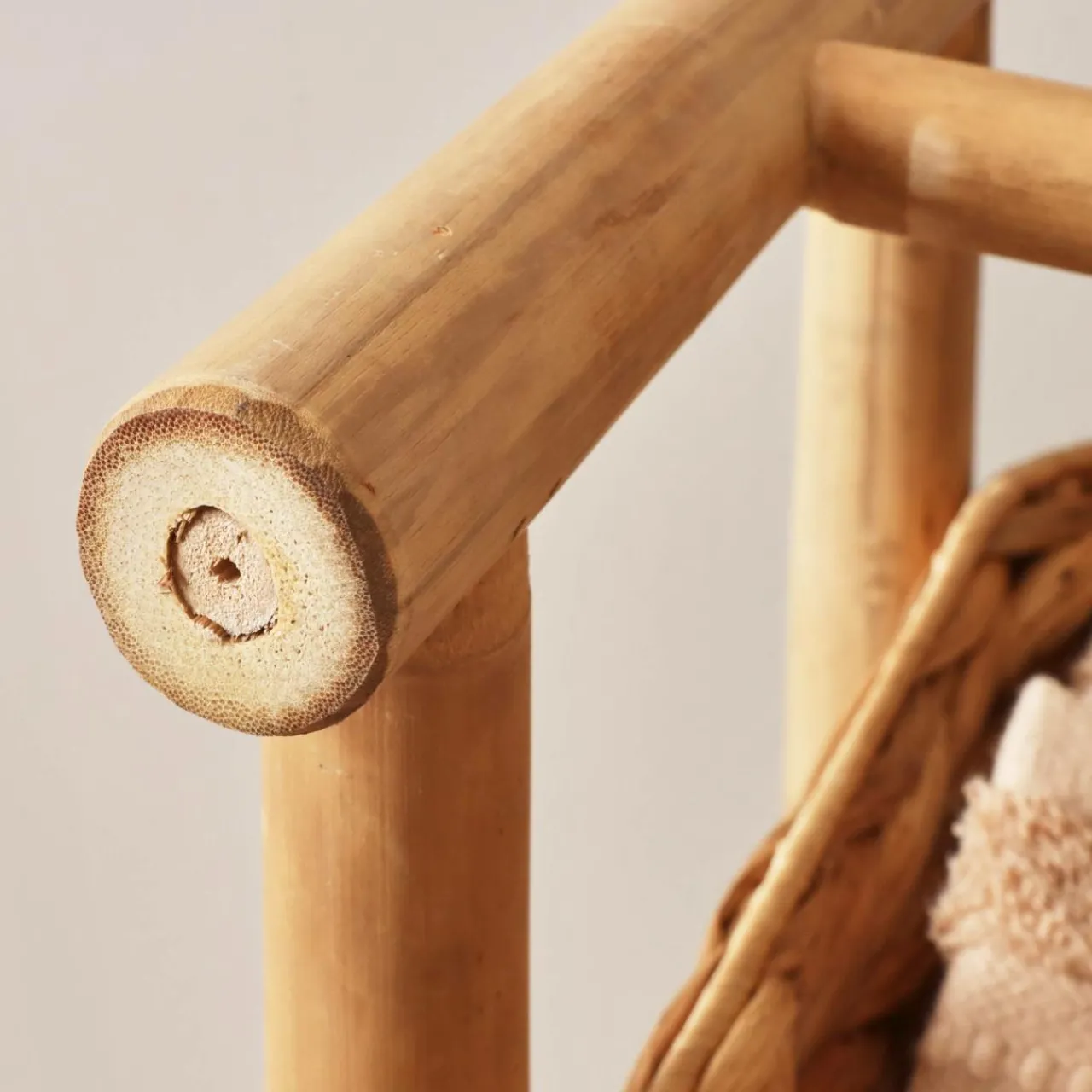 Meuble Salle De Bain|Rangement Salle De Bain|TENDANCE Meuble 3 paniers bambou et jacinthe d'eau (39 x H91 cm) Hanoï Naturel