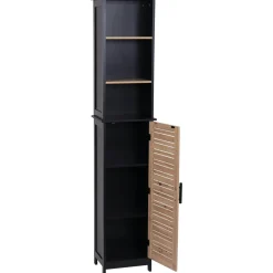 Meuble Salle De Bain|Rangement Salle De Bain|TENDANCE Meuble colonne salle de bain (35 x H173 cm) Bergen Noir