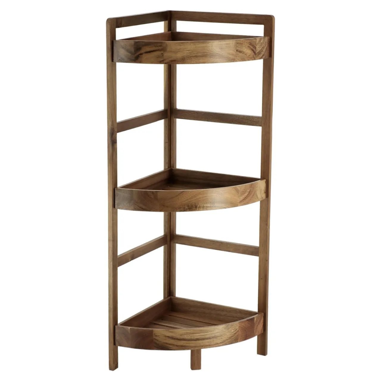 Meuble Salle De Bain|Rangement Salle De Bain|TENDANCE Meuble d'angle 3 étagères bois acacia (29 x H86 cm) Lina Marron