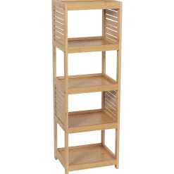 Meuble Salle De Bain|Rangement Salle De Bain|TENDANCE Meuble de rangement bambou 5 étagères (H108 cm) Trinidad Naturel