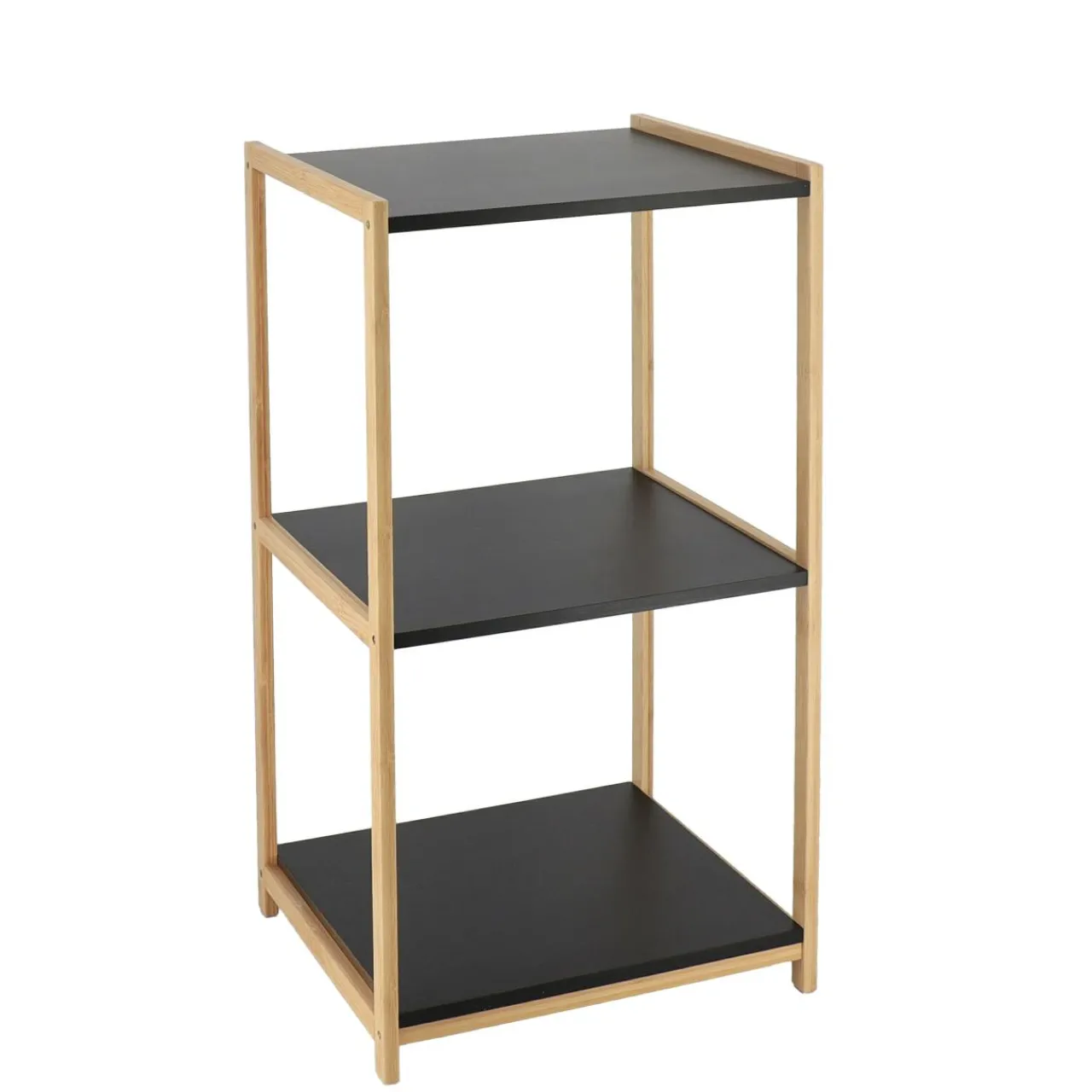 Meuble Salle De Bain|Rangement Salle De Bain|TENDANCE Meuble de rangement bambou 3 étagères (35 x H68 cm) Harmonie Noir