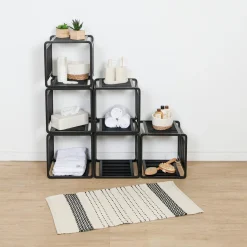 Meuble Salle De Bain|Etagère, Meuble Modulable|TENDANCE Meuble de rangement empilable (33 x H33 cm) Smart Kube Noir